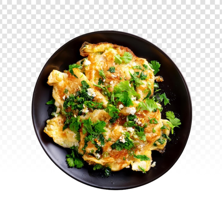 عجة العدس الأسود والخضروات الطازجة