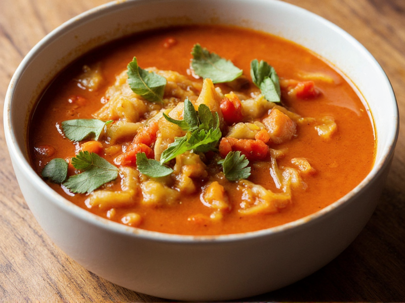 حساء الكرنب والجزر مع الأعشاب الطازجة