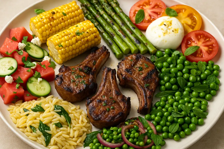 بازيلا وذرة مشوية مع الأعشاب الطازجة