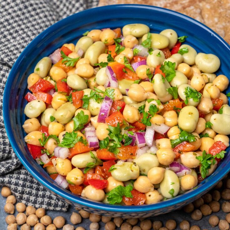 سلطة الحمص والفول مع الطحينة الصحية