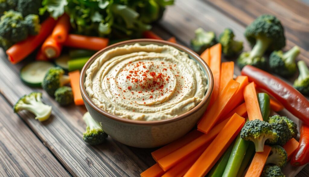 حمص الشام مع الطحينية والخبز الأسمر الصحي