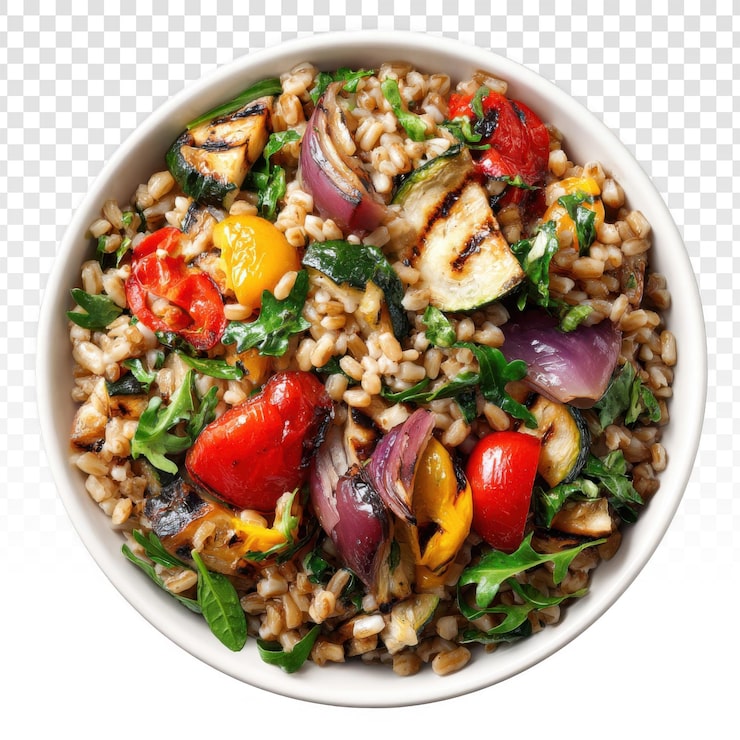 سلطة العدس واللوز والفلفل الحلو الصحية