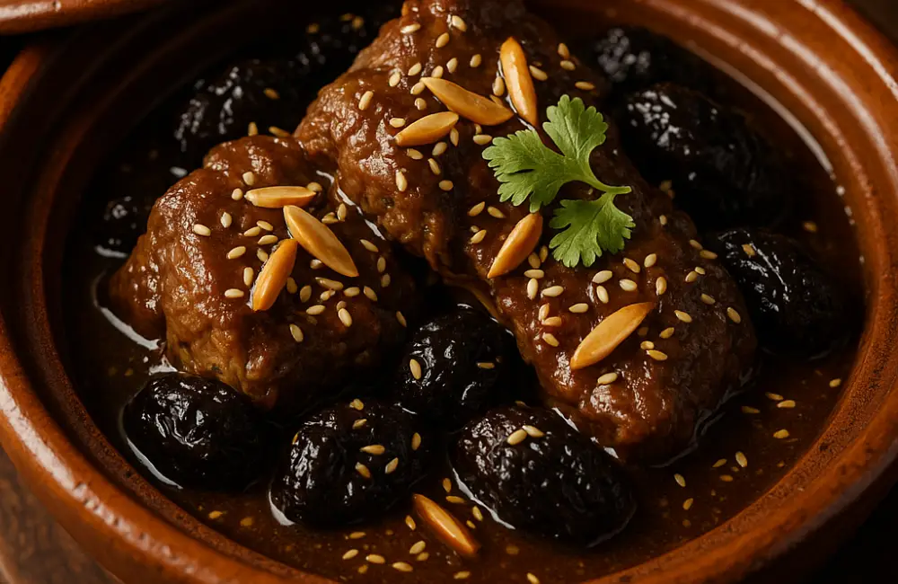 طاجن خضار مغربي صحي بالبرقوق واللوز — نكهة راقية وقلب سليم