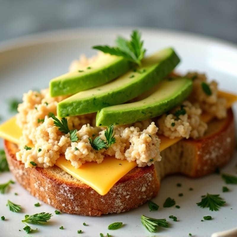 تونا وأفوكادو على خبز الحبوب الكاملة لصحة القلب
