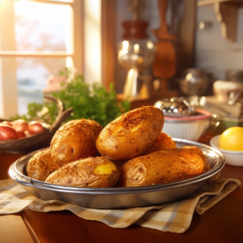 صينية البطاطا المشوية مع الثوم والأعشاب