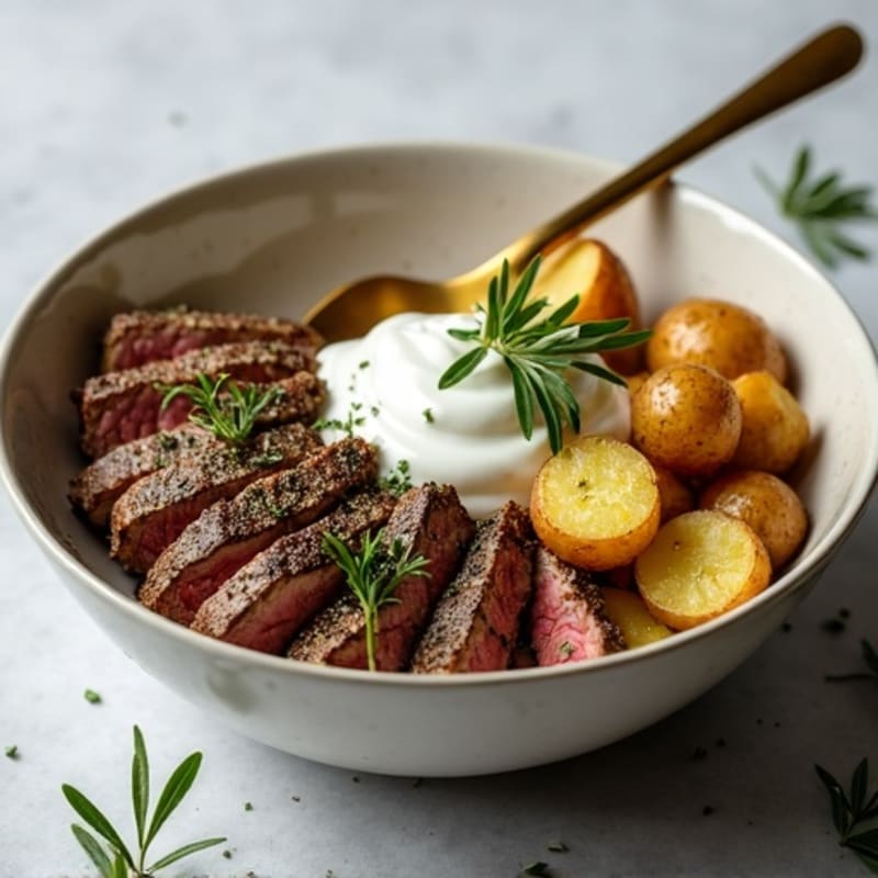 بطاطا مشوية مع الأعشاب والزبادي قليل الدسم