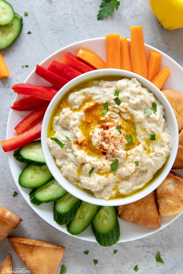 بابا غنوج صحي وخفيف باللبن والثوم — سهل وسريع