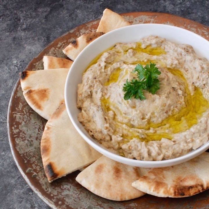 بابا غنوج صحي مخفف بالطحينة والليمون — سهل ومناسب لمرضى السكري